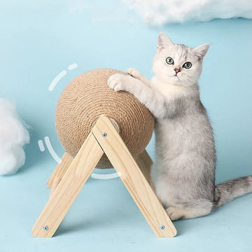 Cat Scratcher Ball - Wood and Natural Sisal